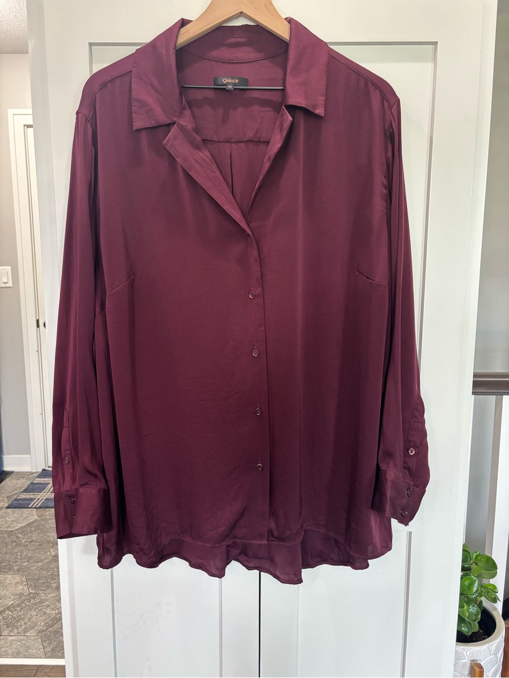 Quince Women's Button-Down Silk Shirt - Wine